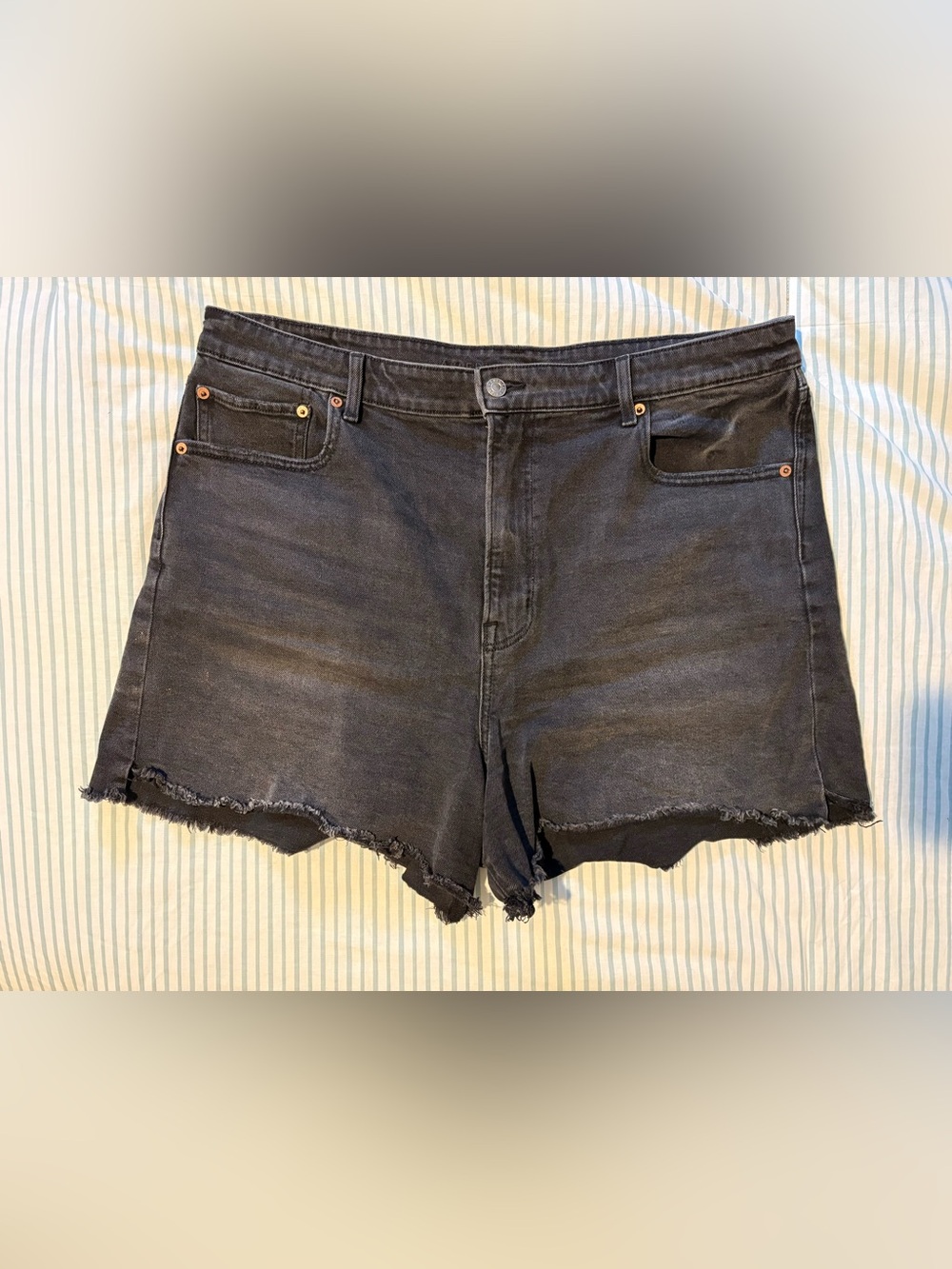 American Eagle Black High Rise Stretch Denim Cutoff Shorts Women’s Size 18